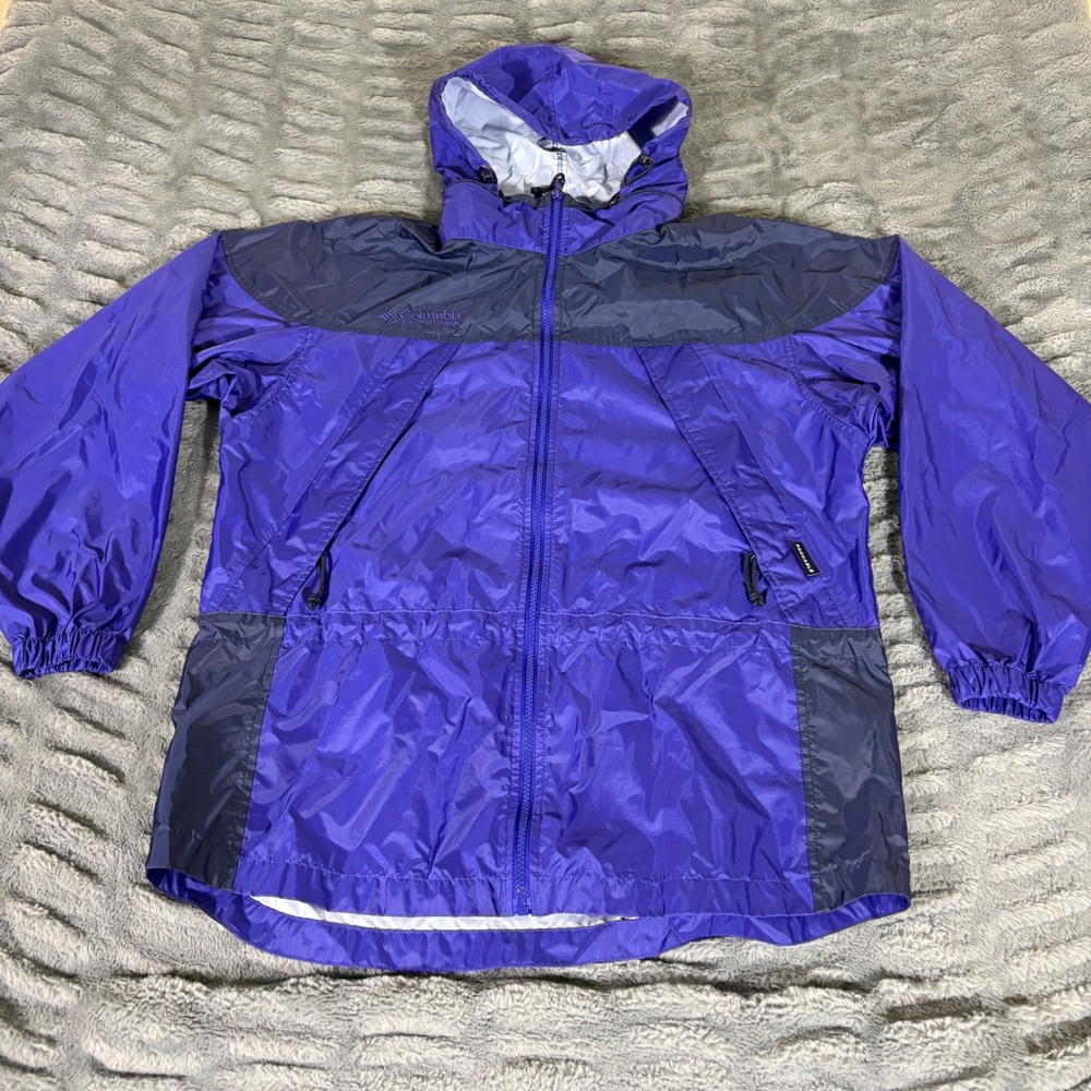 Columbia Womens Purple Colorblock Packable Windbreaker Rain Jacket RL3090 Medium